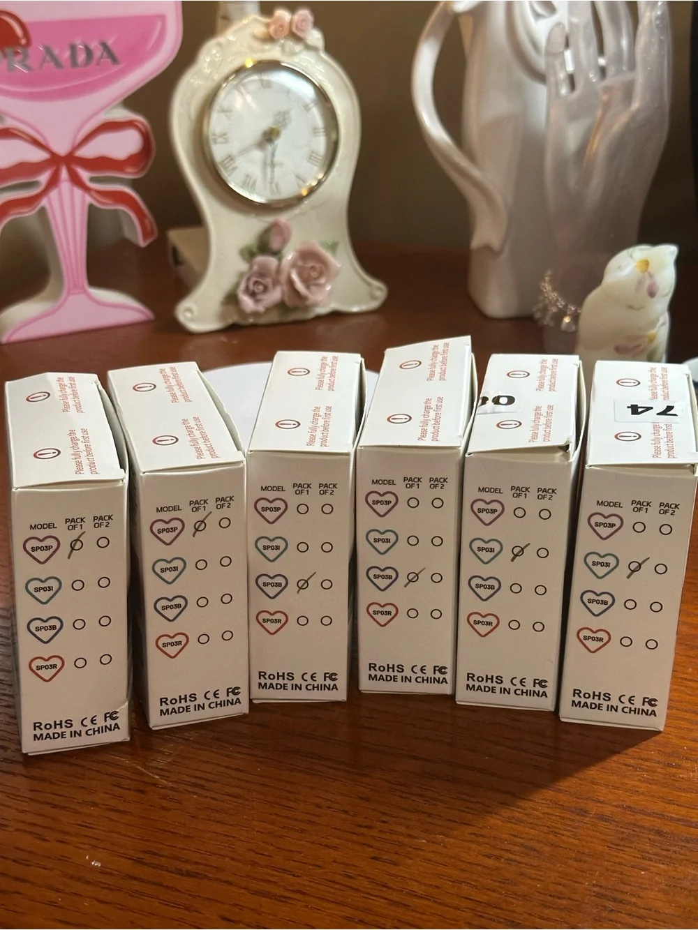 SEAMETAL Heart-Shaped Ambient Light - Pink Blue & Ice Blue Set of Six NEW IN BOX
